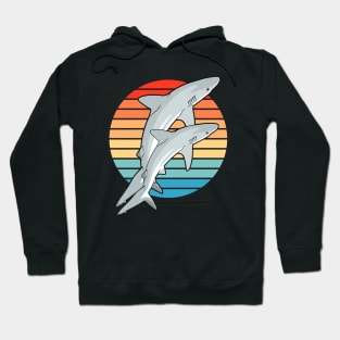 Caribbean Reef Sharks Retro Sunset Hoodie